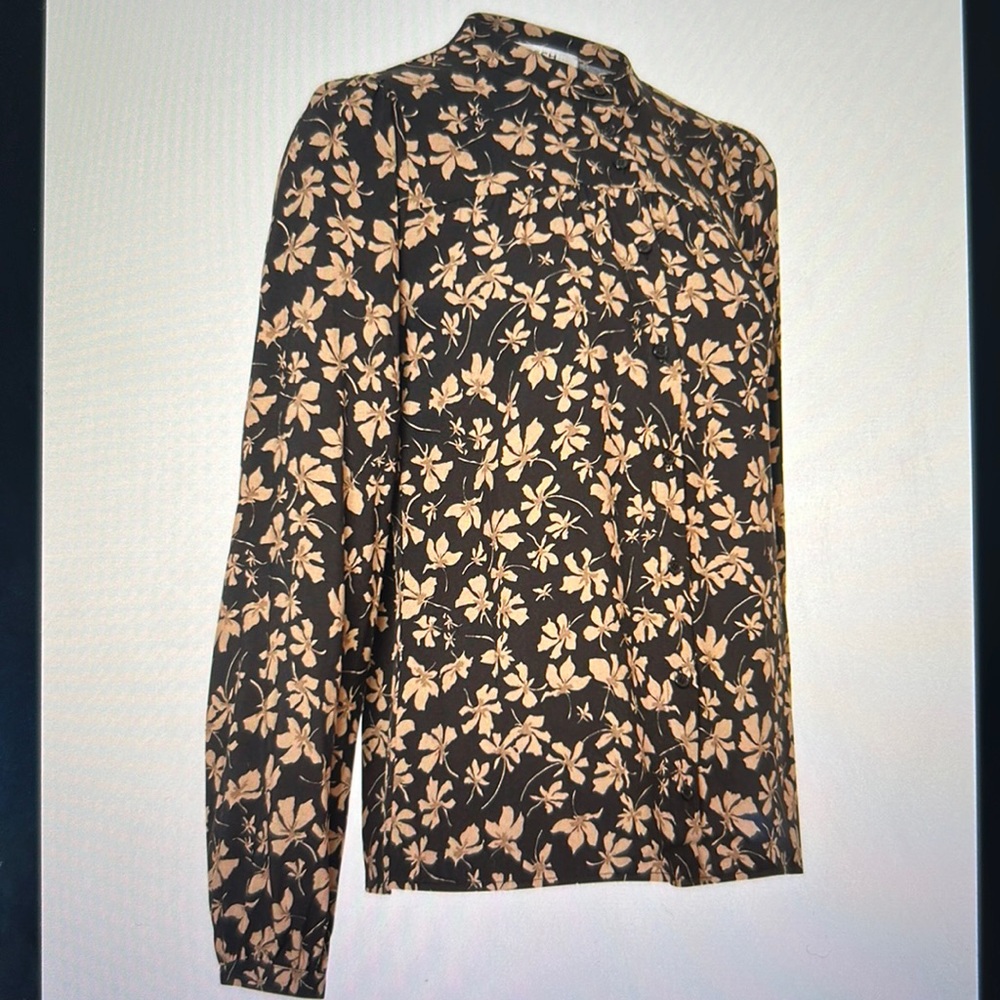 MSCH Copenhagen Shirt Floral Tan/Black US L EUC